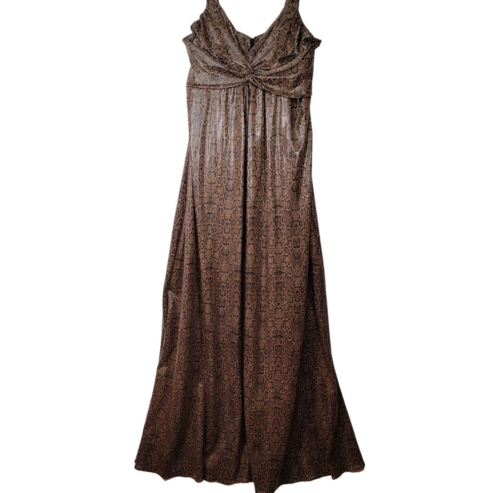 Mesmerize Snake Dress M Brown Tan Long Reptile Maxi Sexy Party New